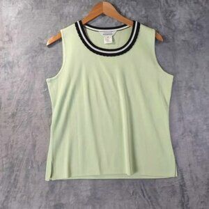 Exclusively Misook Sleeveless Top M Pastel Green Shirt Stretchy Retro preppychic